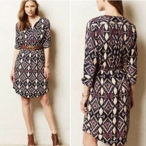 Holding Horses Anthropologie Mira Ikat Western Boho Shirtdress Size 4